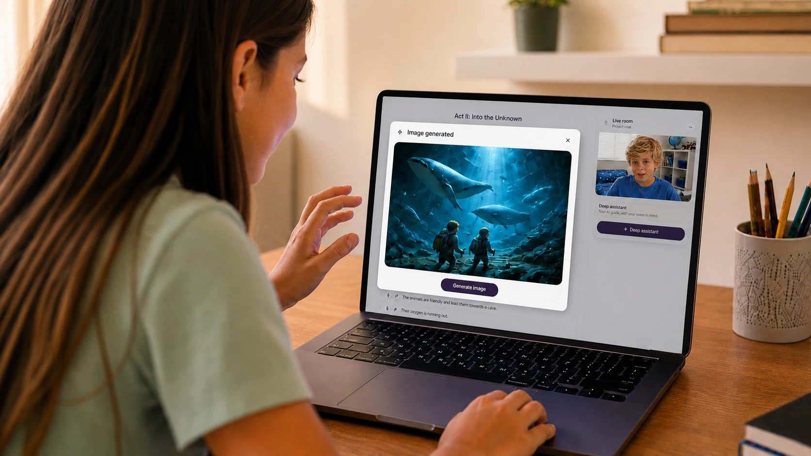 Child creating an imaginative space image with Deep